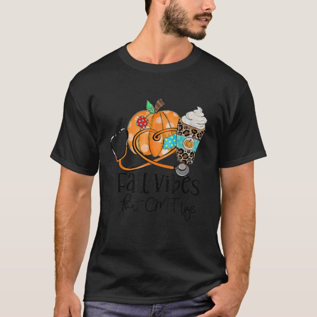 Fall Vibes And CMT Life Pumpkin Leopard Thanksgivi T-Shirt (Front)