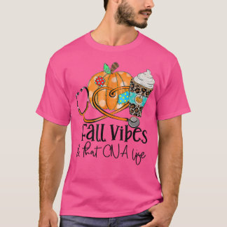 Fall Vibes And Cna Life Pumpkin Leopard Thanksgivi T-Shirt
