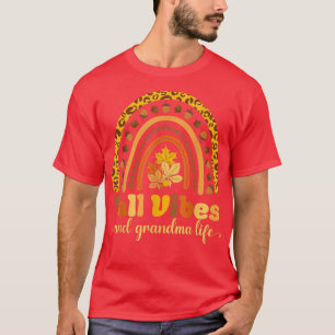 Fall Vibes And Grandma Life Autumn Rainbow Boho T-Shirt