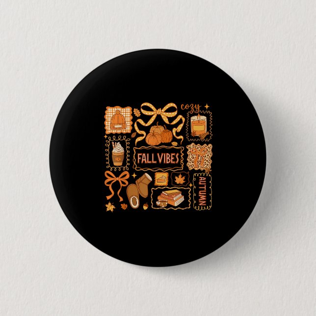 Fall Vibes Autumn Coquette Pumpkin Thanksgiving Co 6 Cm Round Badge (Front)