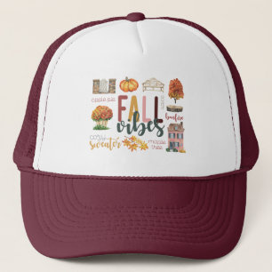 Fall Vibes Autumn Favourites Rustic Watercolor Trucker Hat