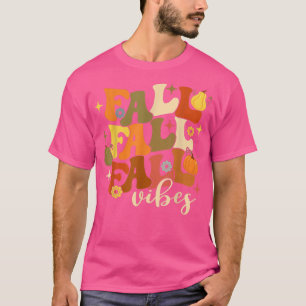 Fall Vibes Autumn Vintage Groovy Pumpkin Fall Seas T-Shirt