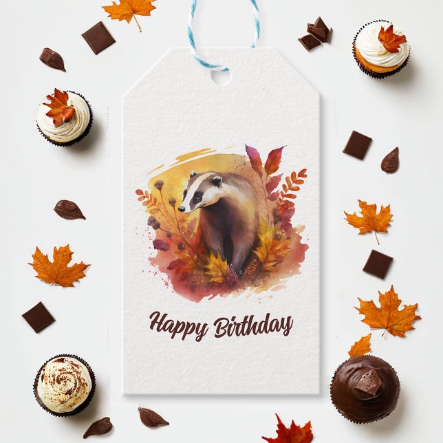 Fall vibes Badger - Birthday  Gift Tags (Creator Uploaded)