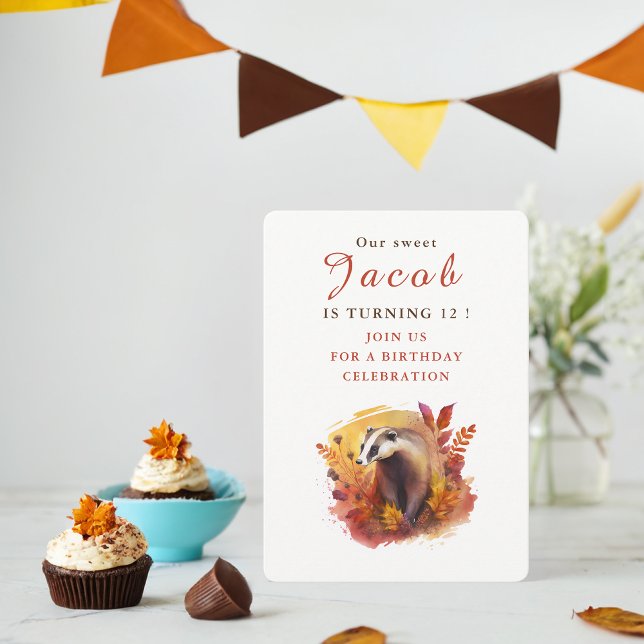 Fall vibes Badger - Birthday Invitation Card (Creator Uploaded)