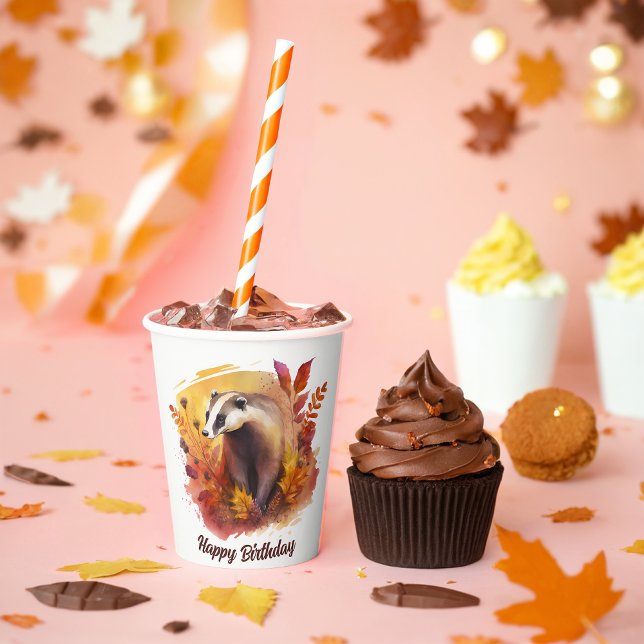 Fall vibes Badger - Birthday  Paper Cups (Creator Uploaded)