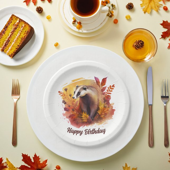 Fall vibes Badger - Birthday  Paper Plate (Creator Uploaded)