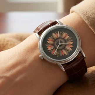 Fall Vibes Boho Sunflower Autumn Womens Elegant Watch