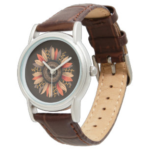 Fall Vibes Boho Sunflower Autumn Womens Elegant  Watch