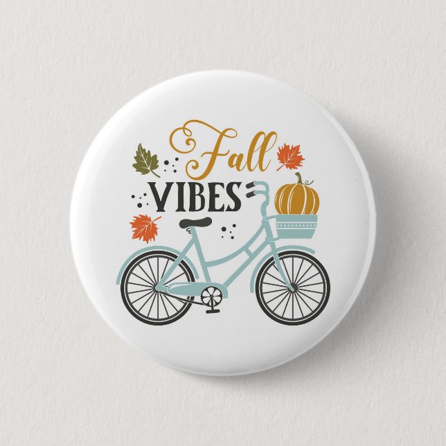 Fall Vibes By Bicycle 6 Cm Round Badge (Front)