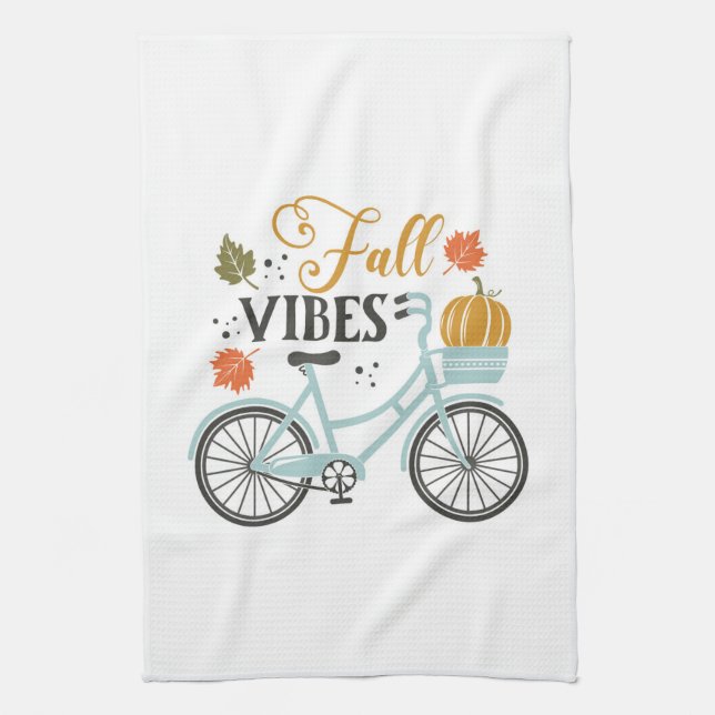 Fall Vibes By Bicycle Tea Towel (Vertical)