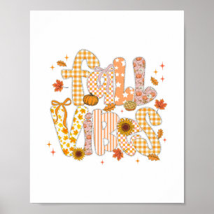 Fall Vibes Coquette Bow Pumpkin Thanksgiving Thank Poster