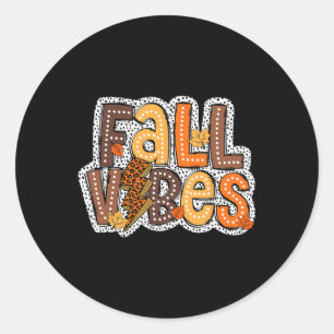 Fall Vibes Dalmatian Dots Autumn Pumpkins Thanksgi Classic Round Sticker