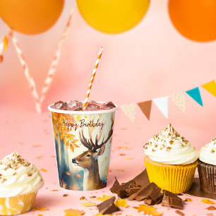 Fall vibes Deer - Birthday Paper Cups