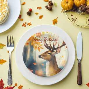 Fall vibes Deer - Birthday Paper Plate