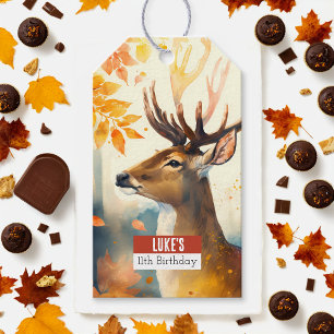Fall vibes Deer -  Birthday Party - Gift Tags