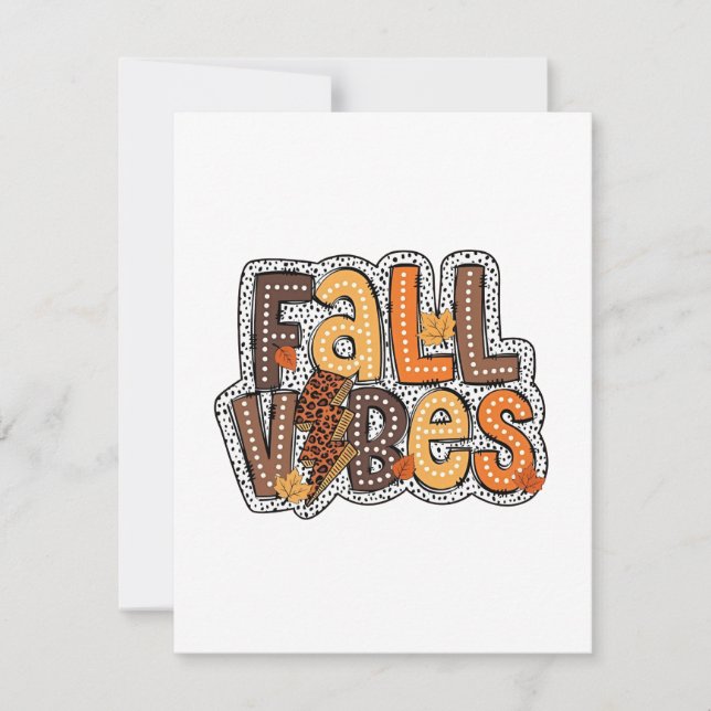 Fall Vibes Fall Leaves Pumpkin Spice Thanksgiving  Card (Front)