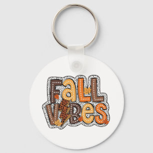 Fall Vibes Fall Leaves Pumpkin Spice Thanksgiving  Key Ring
