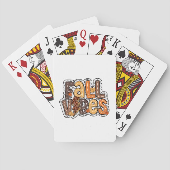 Fall Vibes Fall Leaves Pumpkin Spice Thanksgiving  Playing Cards (Back)