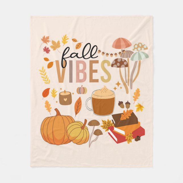 Fall Vibes Fleece Blanket (Front)