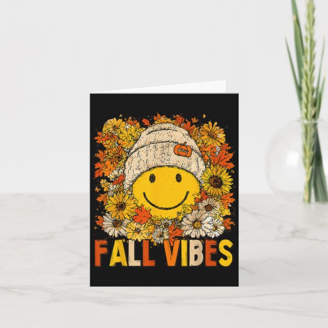Fall Vibes Floral Thanksgiving Autumn Fall Leaves  Card (Front)