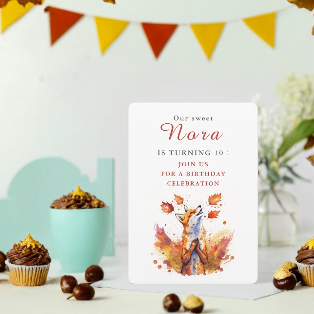 Fall vibes Fox - Birthday Invitation Card (Creator Uploaded)