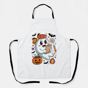 Fall Vibes Ghost Nurse Autumn Apron