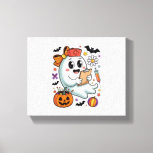 Fall Vibes Ghost Nurse Autumn Canvas Print