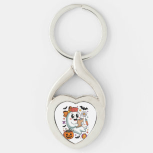 Fall Vibes Ghost Nurse Autumn Key Ring