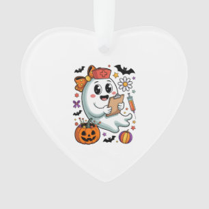 Fall Vibes Ghost Nurse Autumn Ornament