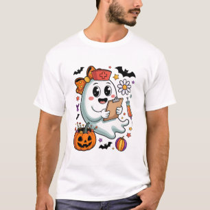 Fall Vibes Ghost Nurse Autumn T-Shirt