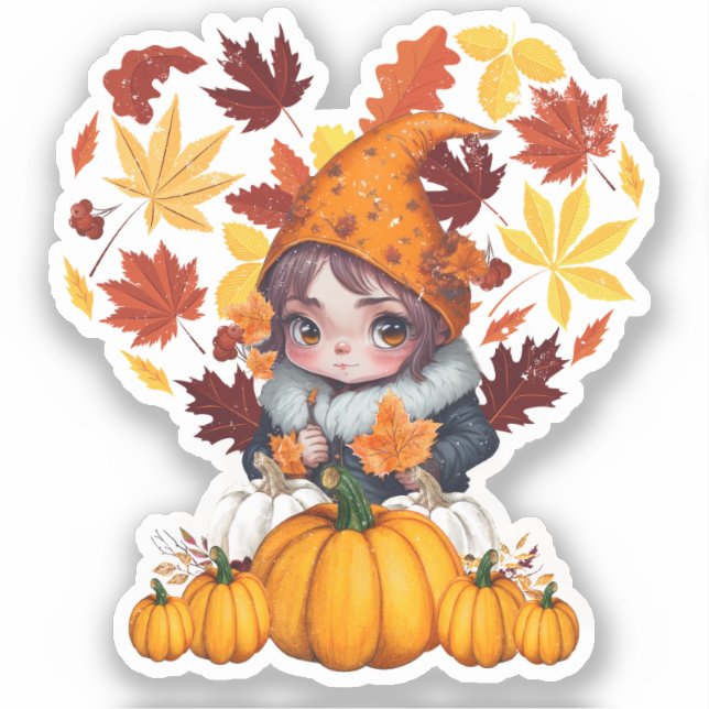 Fall Vibes Gnome Pumpkin Heart Hello Autumn Vibes  (Front)