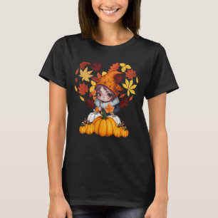 Fall Vibes Gnome Pumpkin Heart Hello Autumn Vibes  T-Shirt
