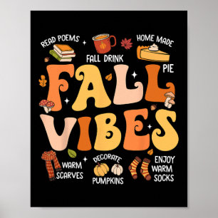 Fall Vibes Groovy Autumn Fall Season Pumpkin Spice Poster