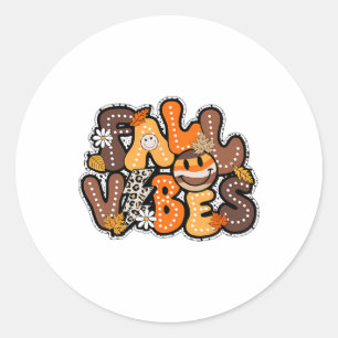 Fall Vibes Hello Fall Groovy Autumn Vintage Thanks Classic Round Sticker