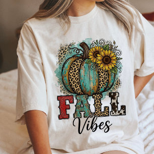 Fall Vibes Leopard Cowhide Pumpkin Sunflowers Tri-Blend Shirt