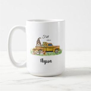 Fall Vibes Leopard Gnome Sunflower Yellow Pickup Coffee Mug