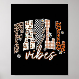 Fall Vibes Lightning Flower Thanksgiving Autumn Le Poster