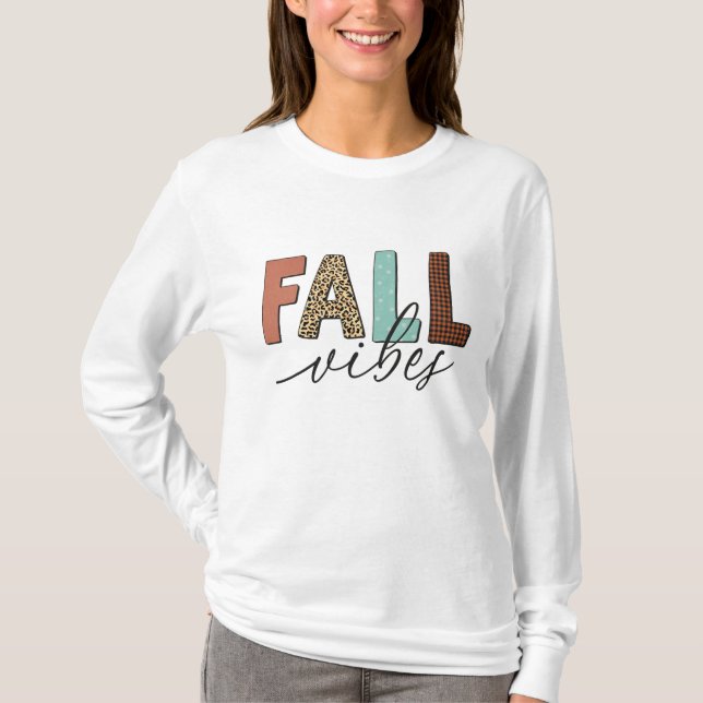 Fall Vibes Long Sleeve Shirt! 🍂🏈☕️  T-Shirt (Front)