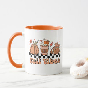 Fall Vibes Mug, Pumpkin Season, Retro Fall Doodle Mug