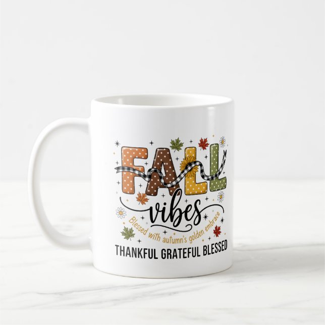 Fall Vibes Mug – Thankful, Grateful, Blessed Autum (Left)
