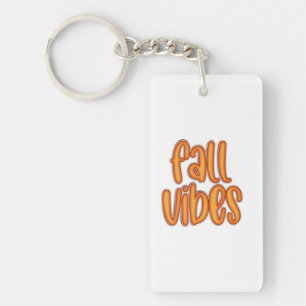🍂 Fall Vibes Orange Text Graphic Key Ring