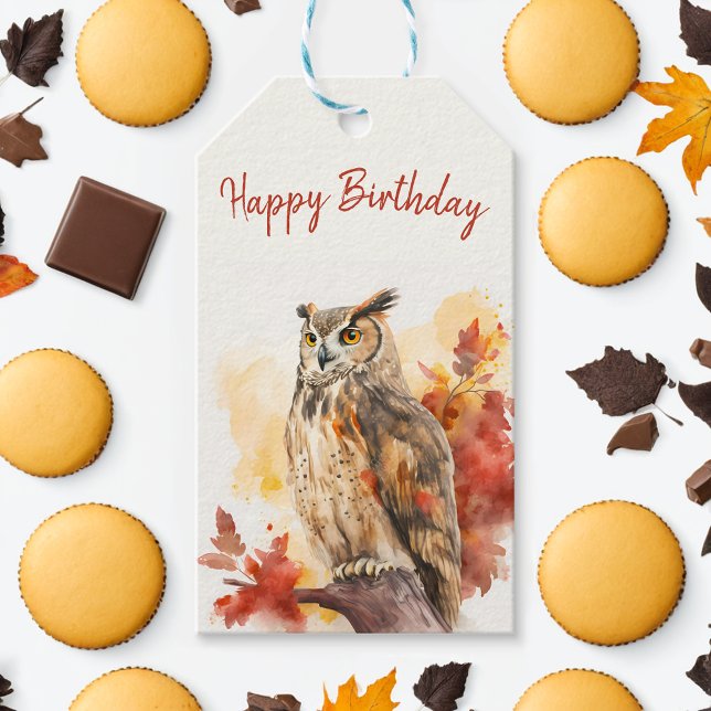 Fall vibes Owl - Birthday  Gift Tags (Creator Uploaded)