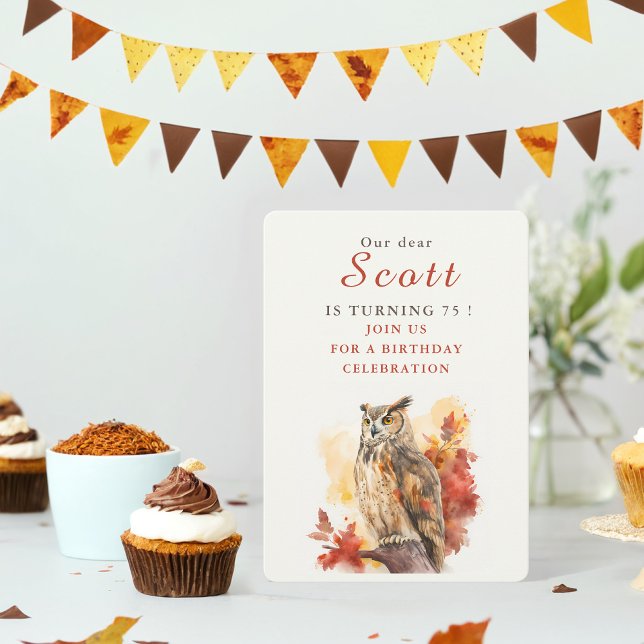 Fall vibes Owl - Birthday Invitation Card (Creator Uploaded)