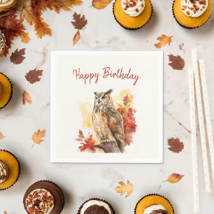 Fall vibes Owl - Birthday Napkin