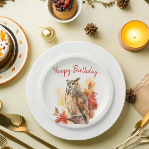Fall vibes Owl - Birthday Paper Plate