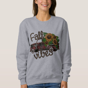 Fall Vibes Pickup Truck and Sunflowers Sweatshirt