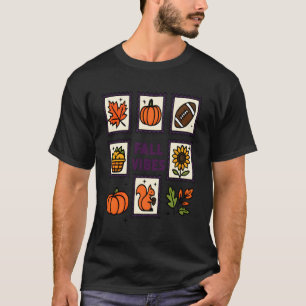Fall Vibes Postage Stamps Squirrel Autumn Leaves D T-Shirt