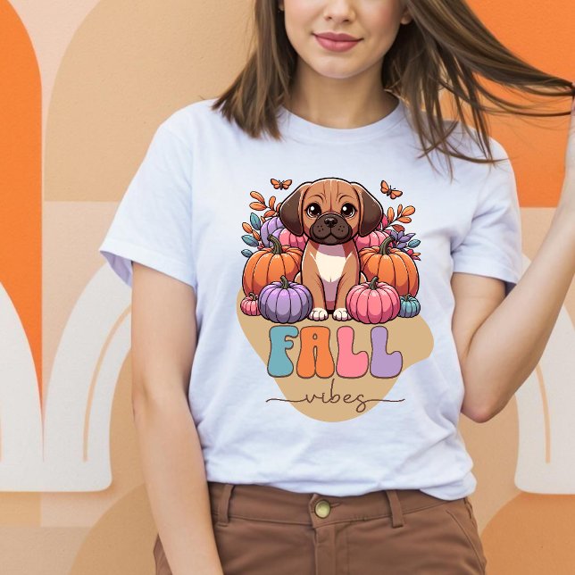 Fall Vibes Puggle Dog Pumpkin Patch T-Shirt (Fall Vibes Puggle Dog Pumpkin Patch T-Shirt)