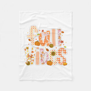 Fall Vibes Pumpkin Coquette Bow Autumn Leaves Than Fleece Blanket