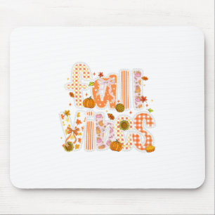 Fall Vibes Pumpkin Coquette Bow Autumn Leaves Than Mouse Mat